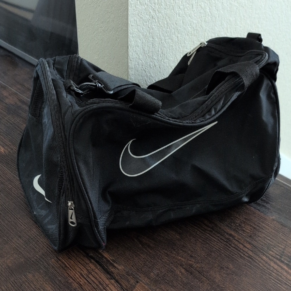 Nike Black and White Duffel Bag